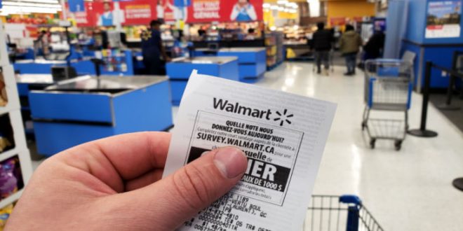 Walmart stock receipt vs Target
